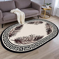 Light Beige Tan Black Greek Key Pattern Bordered Large Rugs for Living Room Bedroom Dining Room Machine Washable Non Skid Soft Area Rug 6x9 Nursery Dorm Guestroom Minimalist Oval Floor Mats Carpet