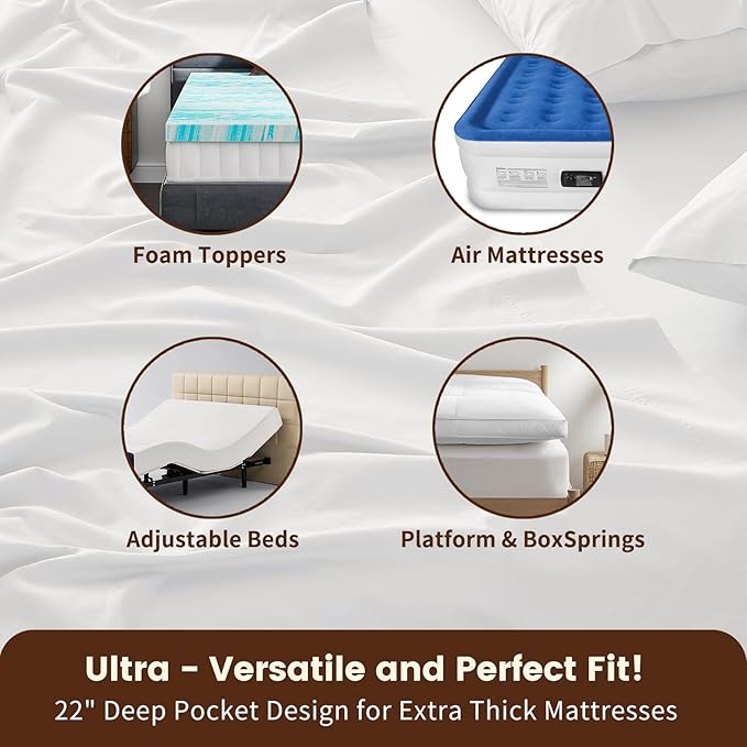 100% Linen Sheet Set King Size Extra Deep Pocket Fits 18-24 Inch Mattress, Breathable & Soft, Smooth 4-Piece Set for Thick Mattresses Hotel Luxury Bedding（King, Grey）