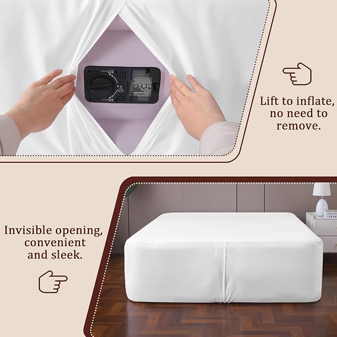 Twin Fitted Sheet for Air Mattress, with 18-24 Inch Extra Deep Pocket, Soft Breathable Air Bed Mattress Sheet Cover for Inflatable Bed, White