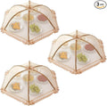 Procraan 3-Pack Extra Large Food Cover, 32"x32" Pop-Up Food Nets, Mesh Food Covers Tent Umbrella for Outdoors, Screen Tents, Parties Picnics, BBQs, Reusable and Collapsible Food Tents