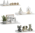 WOPITUES Floating Shelves, Wall Mounted Shelves for Room Decor, Modern Display Shelf for Bedroom, Sturdy Bathroom Storage Shelves, Book Shelves for Living Room, White Small Corner Shelves, Set of 4