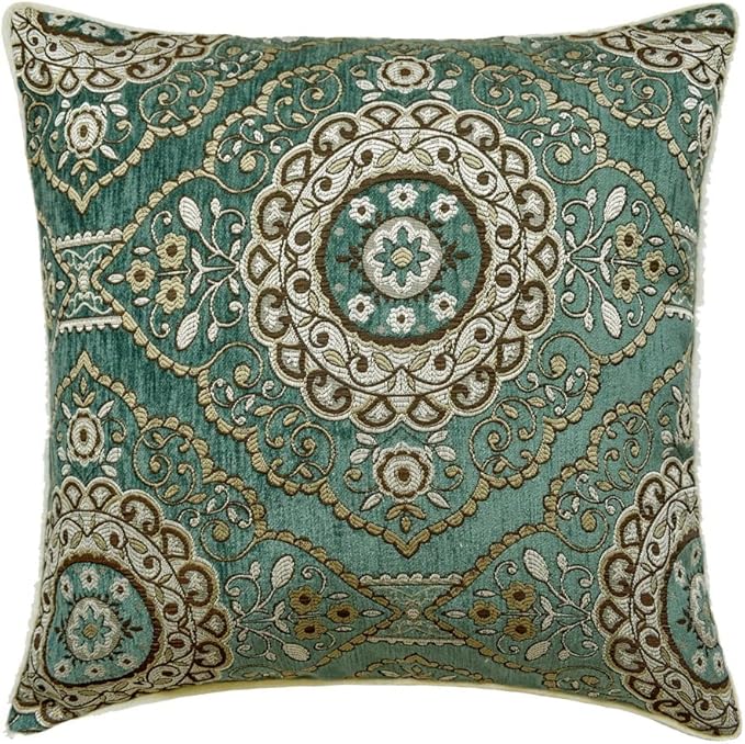 The HomeCentric King/Queen/Twin Teal Decorative Twin 53"x18" Bed Runner with 2 Pillow Cover, Art Deco, Floral, Tassels & Velvet Bed Scarf on Velvet Fabric - Ahmet
