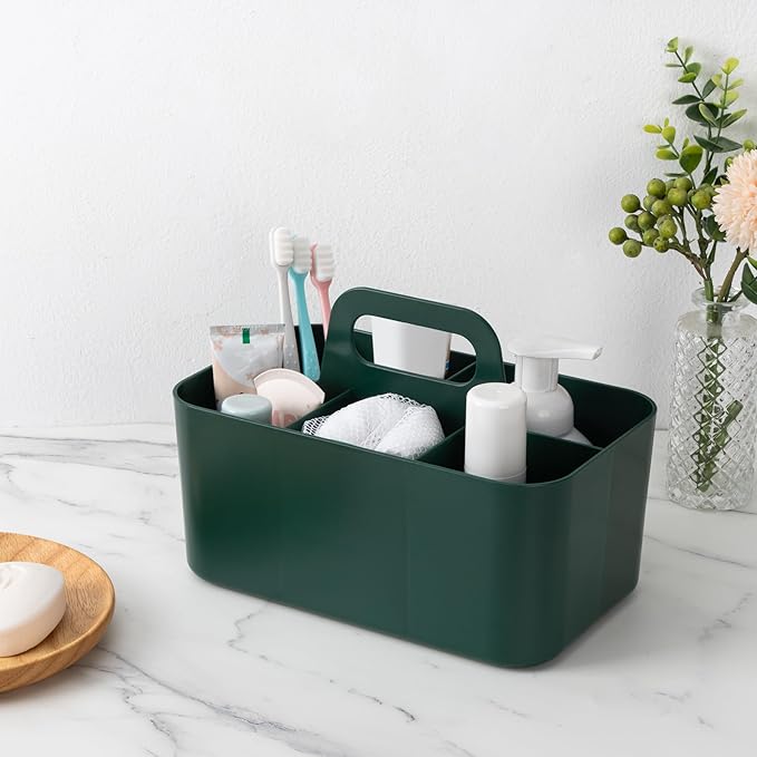 Tiawudi Multipurpose Caddy Organizer, Plastic Caddy with Handle, Stackable Desk Organizer for Stationery, Marker and Pencil, Office Supplies Organizer, Dorm Caddy