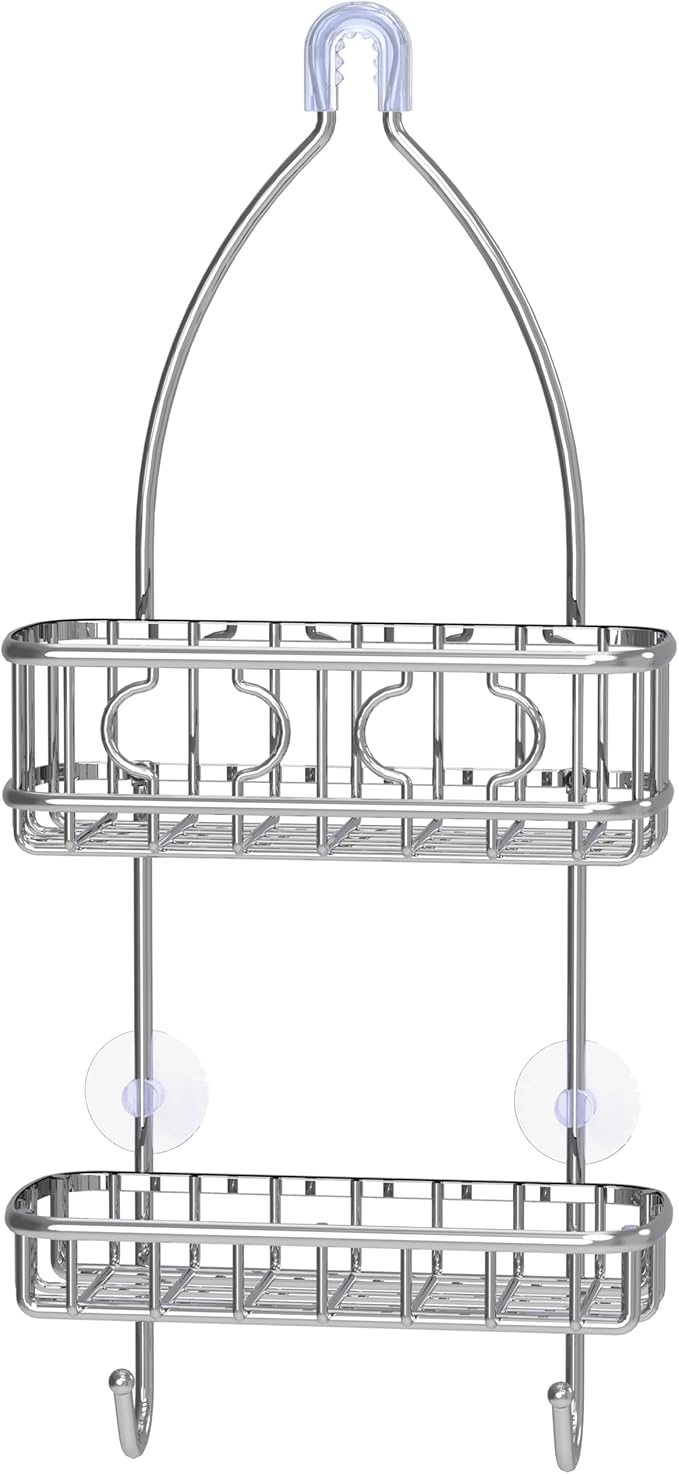 Simple Houseware Bathroom Hanging Shower Head Caddy Organizer, Chrome (22 x 10.2 x 4.2 inches)