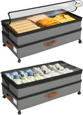 Expandable Under Bed Storage with Wheels 2 Pack – Large Under Bed and Closet Storage - Expandable Storage Bins with Lid & Dividers, Low Profile Storage Solution for Clothes, Shoes Great for Dorm Rooms