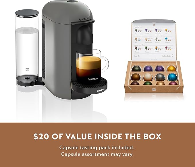 Nespresso Vertuo Plus Coffee and Espresso Maker by Breville, Grey