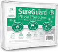 Set of 2 King Size SureGuard Pillow Protectors - 100% Waterproof, Bed Bug Proof, Hypoallergenic - Premium Zippered Cotton Covers - Smooth