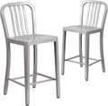 Flash Furniture Gael Commercial Grade 2 Pack 24" High Silver Metal