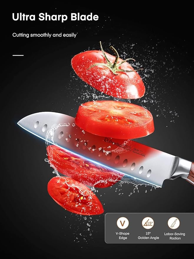 Kitchen Knife Set, 16 Pcs Stainless Steel Knife Block Set with Wood Handle