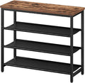 HOOBRO Shoe Rack with 3 PU Shelves, 4-Tier Shoe Storage Organizer for Closet and Entryway, Holds 9-12 Pairs of Shoes, Sturdy Metal Frame, Small Spaces, Rustic Brown and Black BF94XJ01