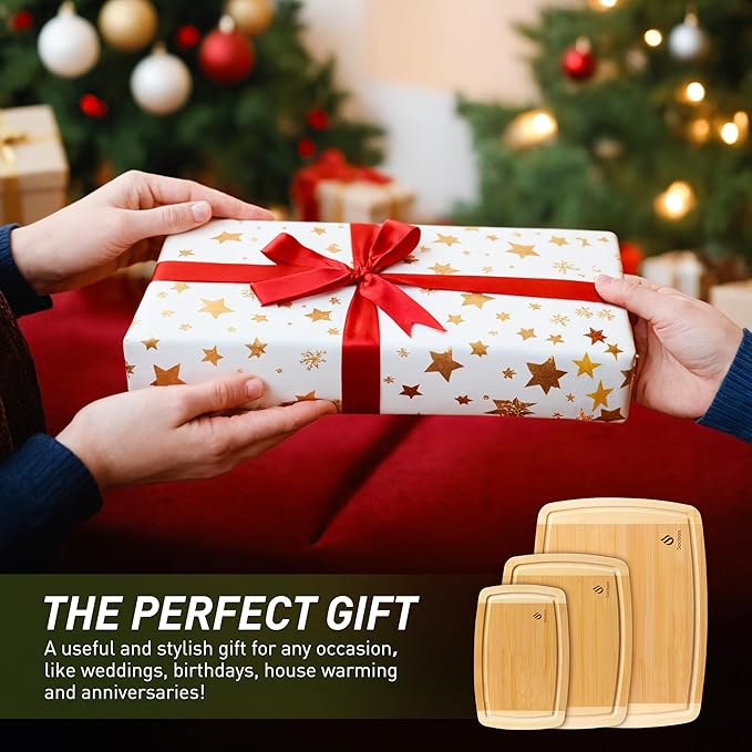 Bamboo Cutting Board Set Non Slip Feet Over Sink Tablas Para Picar Cocina Tabua Madeira Corte Carne Bambu Alimentos Cortar Madera Juego Regalos Cumpleaños Navidad Mujer Mama Abuela Hombre Papa