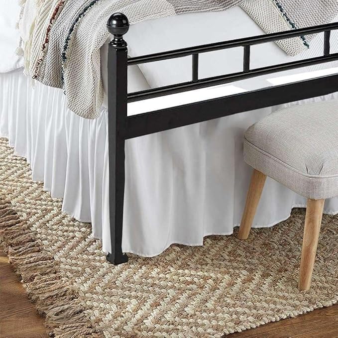 SlumberWell Twin Bed Skirt with Split Corners, Soft Microfiber, 14 Inch Drop, White Solid, Elegant Ruffled Design