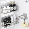 Shower Caddy Shelves Organizer Rack, 3 Pack Shower Caddy with Soap Holder, No Drilling Wall Mounted Self Adhesive Shower Shelves for Inside Shower, Paint Nickel