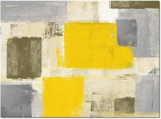 Yellow Rectangular Area Rugs for Living Room Bedroom 2.8 x 5 ft Abstract Paint Texture Modern Art Non-Shedding Soft Low Pile Rug Non Slip Washable Rug for Nursery Entryway Playroom