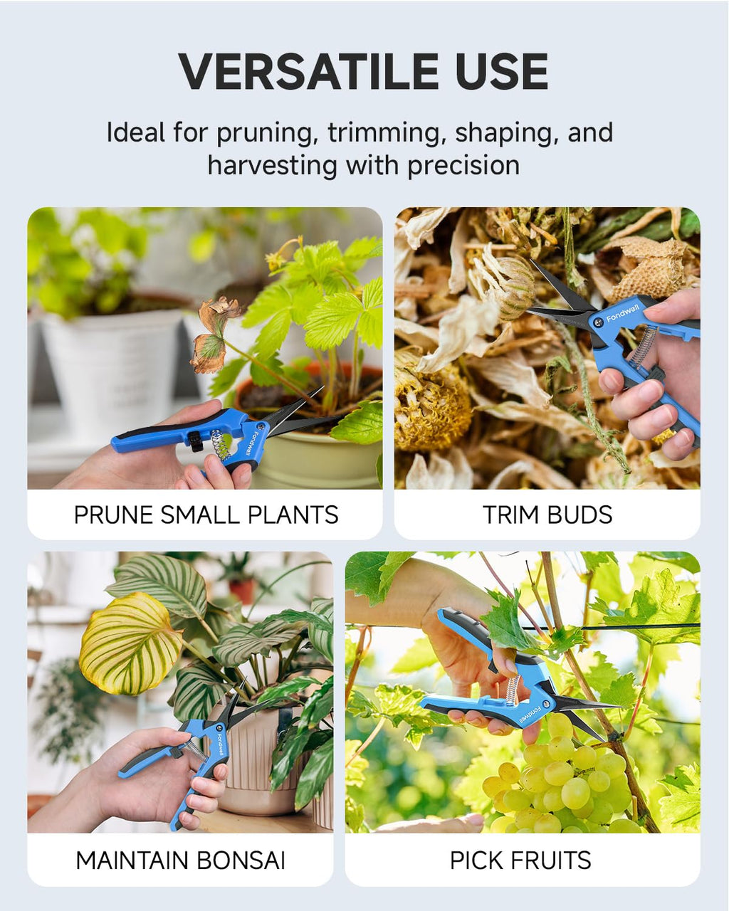 Fondwell 6.5" Small Pruning Shears for Gardening, Plant Trimming Scissors