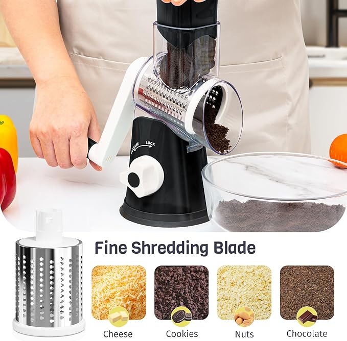 Nexsujo Black Hand Crank Rotary Cheese Grater