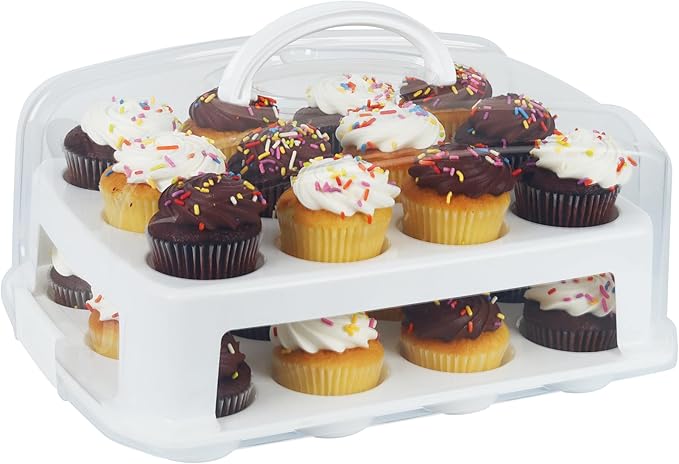 JOEY'Z EXTRA TALL Cupcake Carrier 24 Count, 24 Cupcake Holder with Lid