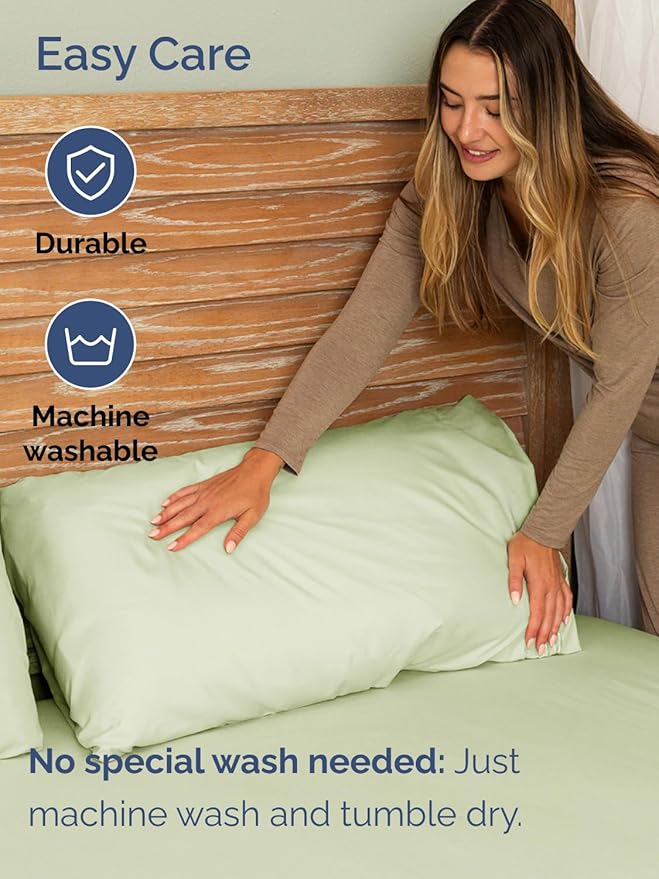 Extra Deep Pocket Queen Sheet Set - 4 Piece Breathable & Cooling Bed Sheets - Hotel Luxury Sheet Set - Soft, Wrinkle Free and Comfy - Fits Extra Deep Mattresses - Deep Pocket Light Sage Green Sheets