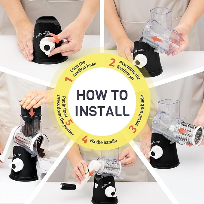Nexsujo Black Hand Crank Rotary Cheese Grater