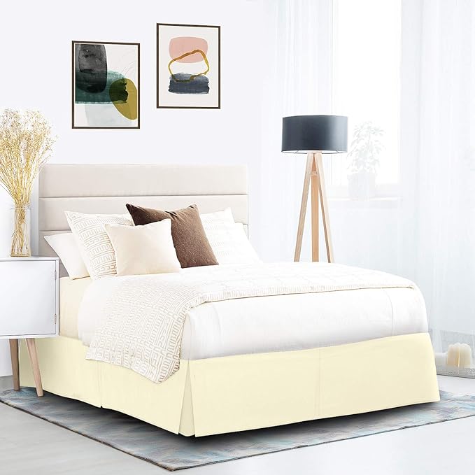 Nestl Vanilla Yellow Twin XL Bed Skirt - Twin XL Size Bed Skirt 14 Inch Drop - Brushed Microfiber Bed Skirts - Hotel Quality Pleated Bed Skirt - Shrinkage & Fade Resistant