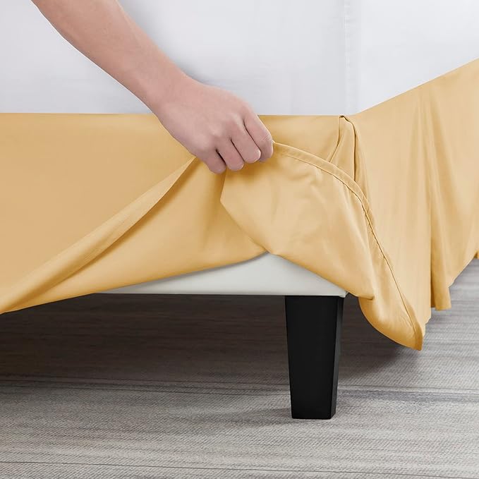 Nestl Gold Bed Skirt King Size - King Bed Skirt 14 Inch Drop - Brushed Microfiber Bed Skirts - Hotel Quality Pleated Bed Skirt - Shrinkage & Fade Resistant