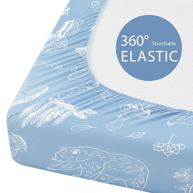Baby Bassinet Sheets Girl Boy, Fitted Bassinet Sheet Set 3 Pack Bassinet Mattress Sheets Universal Fit for Rectangle, Round, Oval, Hourglass Mattress, Soft Breathable Green & Blue Dinosaur