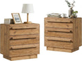 HOKYHOKY Set of 2 Reclaimed Solid Wood Nightstand-24 Inches Large End Table