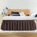 Twin Bed Skirt, Elastic Wrap Around Bed Skirt Twin Size, Bed Skirts for Adjustable Bed, Easy Fit with 14" Drop Length Tailored Drop Dust Ruffle (Brwon)