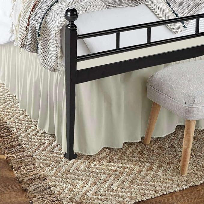 SlumberWell King Bed Skirt with Split Corners, Soft Microfiber, 22 Inch Drop, Ivory Solid, Elegant Ruffled Design