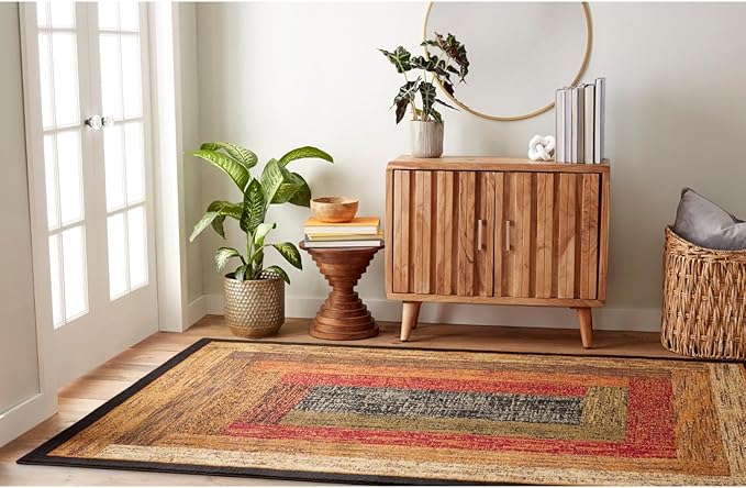 Home Dynamix Royalty Vega Contemporary Geometric Area Rug, Black/Brown, 5'2"x7'2"