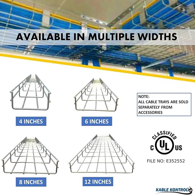 Kable Kontrol Water Fall Cable Guider - Tray Dividing and Routing - Wire Mesh Management Rack Basket, Zinc Plated Steel NEC Approved for Network, Fiber Optic, Cabling Accessory