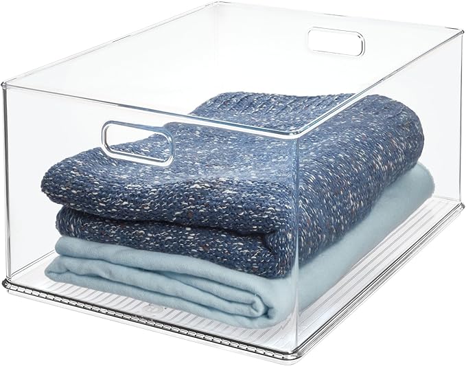 iDesign Recycled Plastic Stackable Storage Bin with Handles - Clear