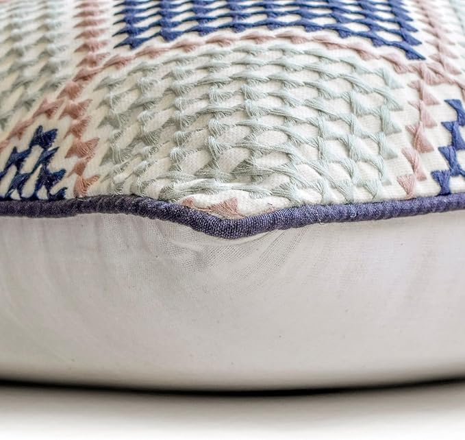 The HomeCentric King/Queen/Twin Blue Decorative Bed Runner Full 68"x18" Bed Runner with Two Pillow Cover, Embroidered Bed Scarf on Embroidered Fabric - Pointillism