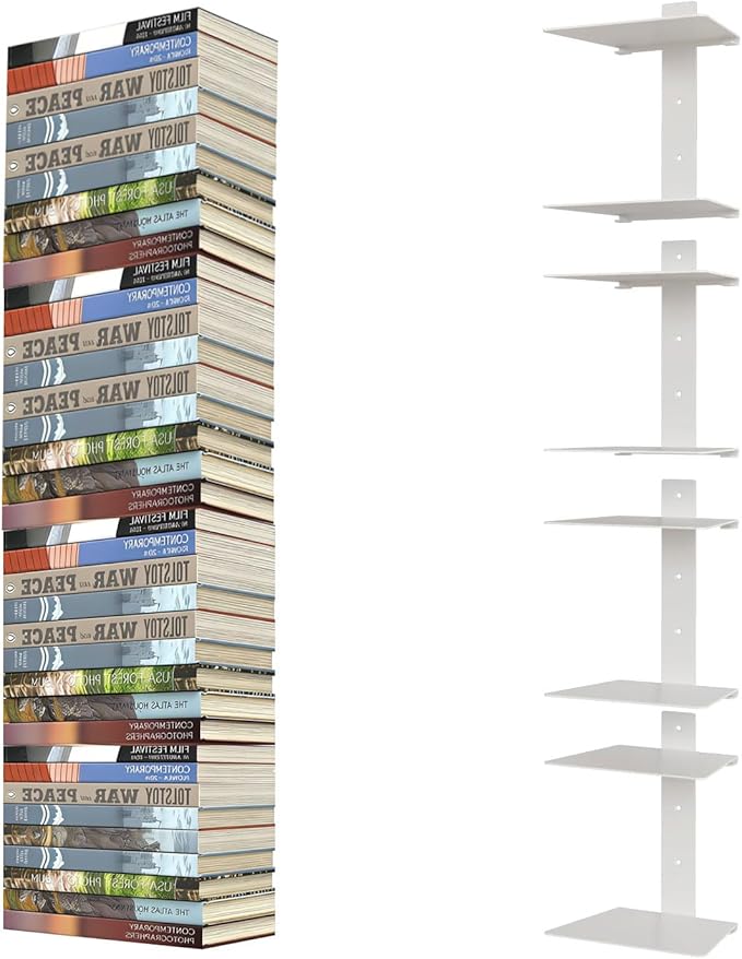 Invisible Floating Bookshelves 6 Tier, Heavy Duty Metal Book Organizer