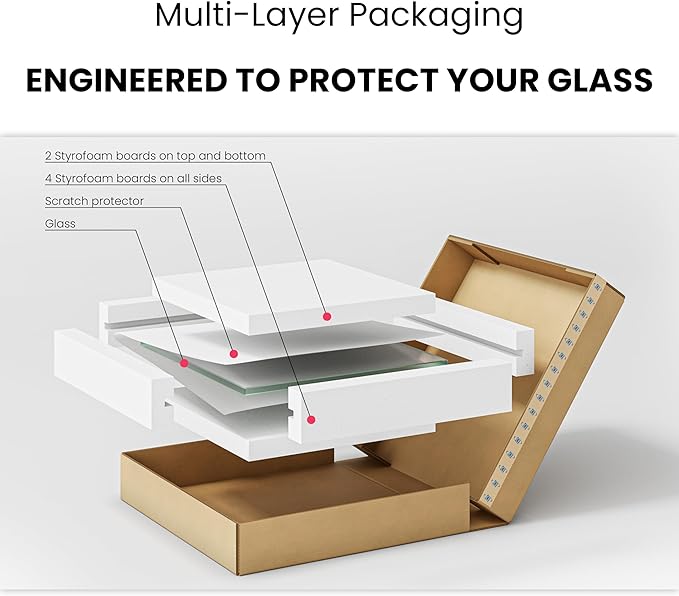 Dulles Glass 42 inch Square Glass Table Top