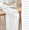 Asee'm 12pcs Cheesecloth Table Runner 120 Inches Long Ivory Boho Gauze Cheese Cloth Runner 10FT Rustic Sheer Table Runners for Christmas Wedding Party Baby Shower Spring Easter Decoration