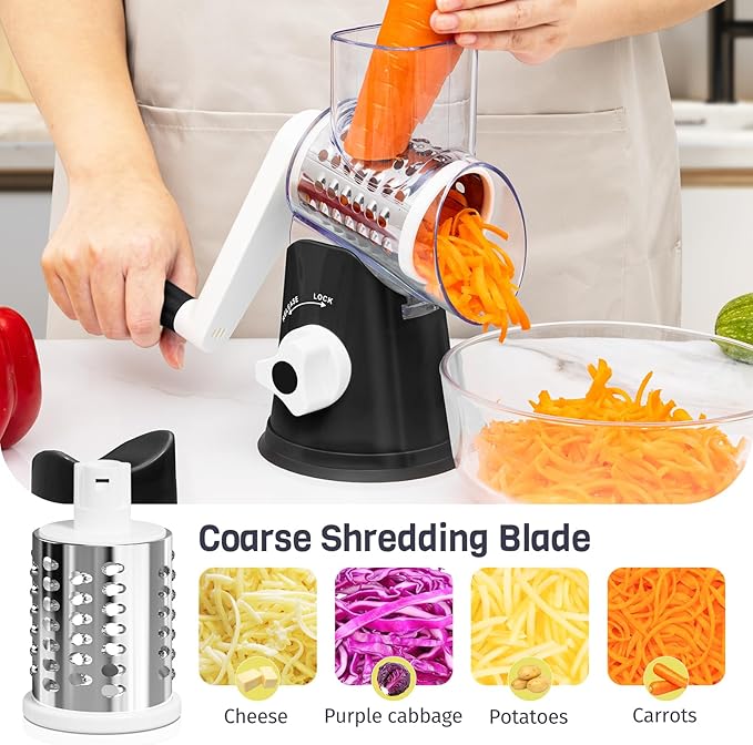 Nexsujo Black Hand Crank Rotary Cheese Grater