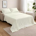 NON Sticky cotton Twin Size Sleeper Sofa Sheets, 4 Piece Egyptian Cotton Bed Sheet Set for Sofa Bed, 7" Deep Pocket for Pull Out Couch Mattress, 39" x 75", Ivory Solid, Soft & Breathable
