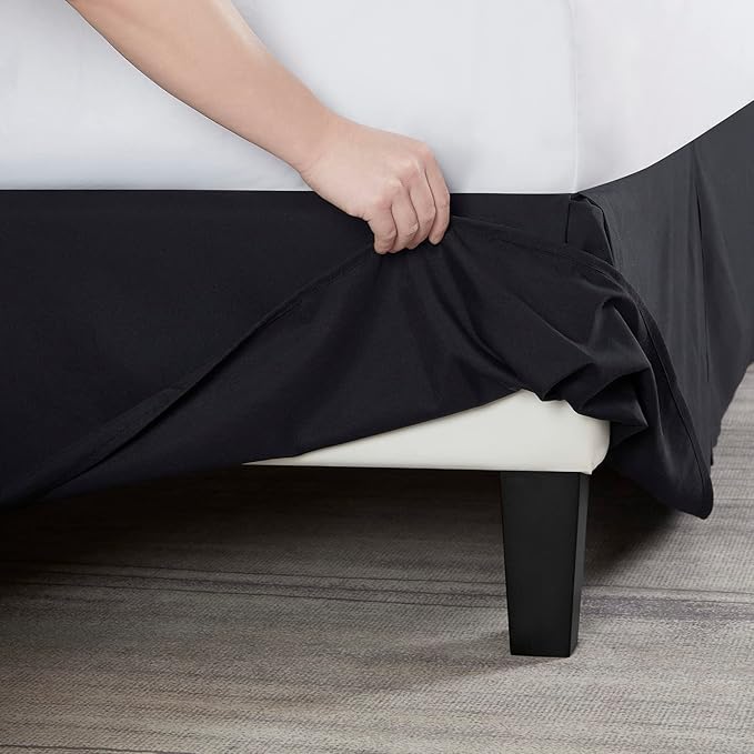 Nestl Black Bed Skirt Queen Size - Queen Bed Skirt 14 Inch Drop - Brushed Microfiber Bed Skirts - Hotel Quality Pleated Bed Skirt - Shrinkage & Fade Resistant
