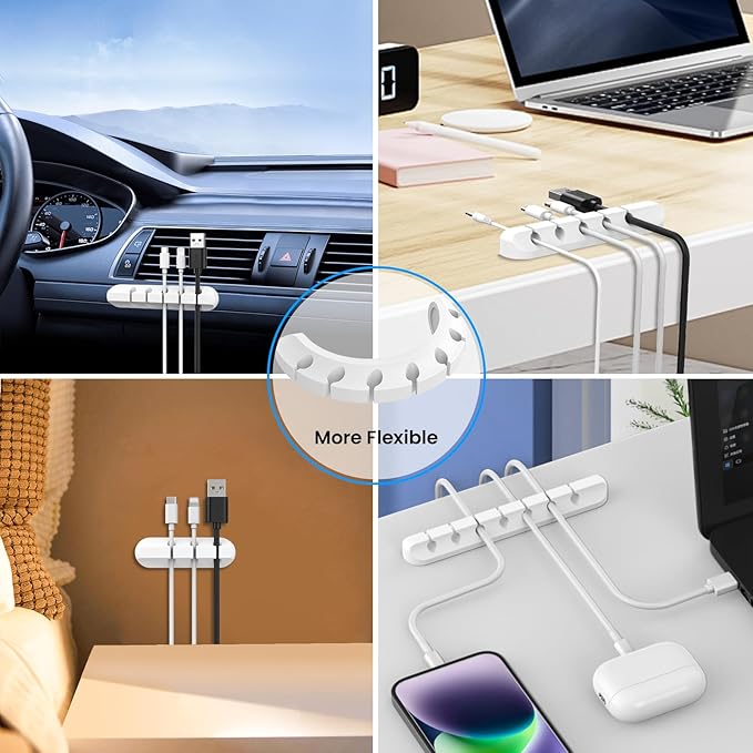 AhaStyle Cable Clips, 3 Pack Cord Holders Cable Organizer Self Adhesive Cord Keeper for Desktop Organizing USB Cable/Nightstand Power Cord/Mouse Cable/Wire PC/Cord Clips for Home Office and Car