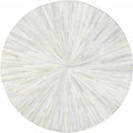 Faux Cowhide Round Area Rug | Non-Slip Leather Floor Carpet for Living Room, Bedroom, and Home Décor | Modern Stylish Accent Rug(White_9x9)