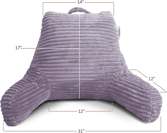 Hearth & Harbor Reading Pillow for Bed Adult – Back Pillow for Sitting in Bed, Standard Bed Pillows for Sitting Up, Foam Chair Pillow, Dusty Purple