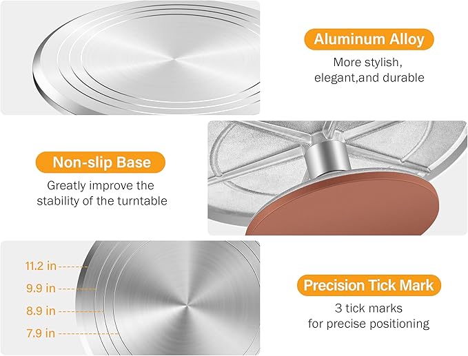 Kootek 22 Aluminum Cake Stand Turntable Set for Decorating Baking Kit, 12"