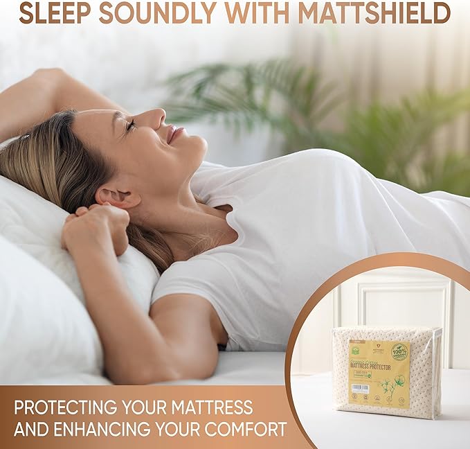 Luxury Waterproof Organic Mattress Protector Twin - Organic Cotton Breathable Mattress Pad Cover - Premium 380 GSM Comfort - Deep Pocket - Jersey Cotton Skirt - Fitted Design