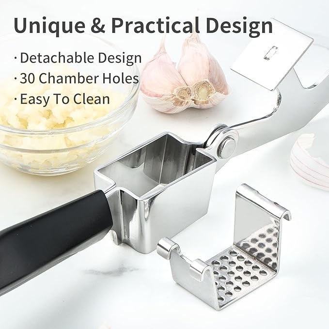 Balamno Garlic Press Stainless Steel, Manual Garlic Mincer for Kitchen Use