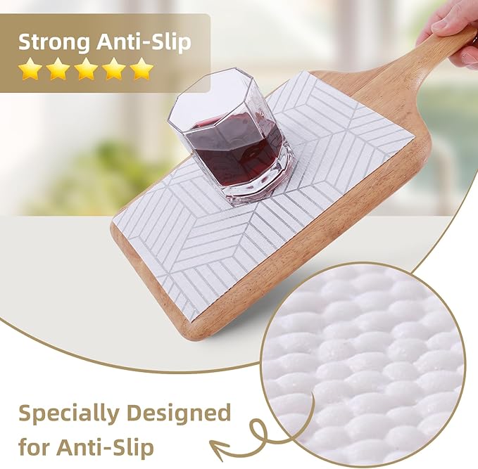 Shelf Liners for Kitchen Cabinets Non Adhesive Shelf Liner Paper Non-Slip Thickened Drawer Liner Easy to Clean for Tool Box Refrigerator with Knife and Tape Measure, Silver Geometric, 23.6 x 236.2 in