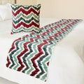 The HomeCentric King/Queen/Twin Red & Blue Luxury CA King 86"x18" Bed Runner Without Pillow Cover, Chevron & Quilted Bed Scarf on Suede Fabric - Chevron Symphony
