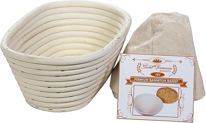 Saint Germain Bakery 10-Inch Oval Banneton Proofing Basket with Liner