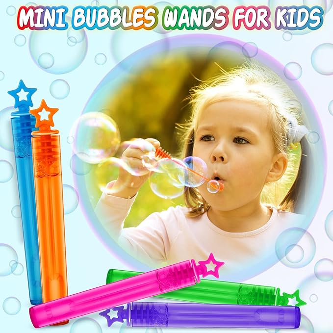 400 Pcs Mini Bubble Wands in 10 Colors, Bulk Party Favors for Kids, Themed Birthday, Christmas, New Year, Valentine, Carnival, School Classroom Prizes for Boys & Girls, Ideal Goodies Bags Stuffers