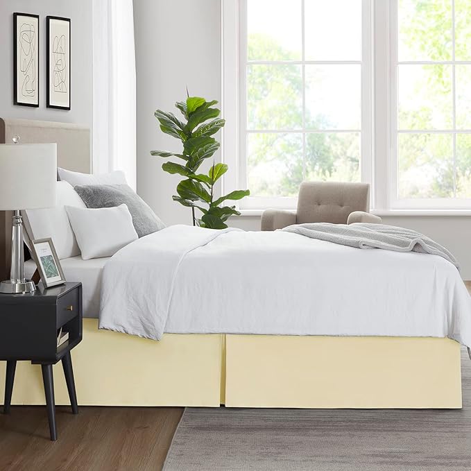 Nestl Vanilla Yellow Twin XL Bed Skirt - Twin XL Size Bed Skirt 14 Inch Drop - Brushed Microfiber Bed Skirts - Hotel Quality Pleated Bed Skirt - Shrinkage & Fade Resistant